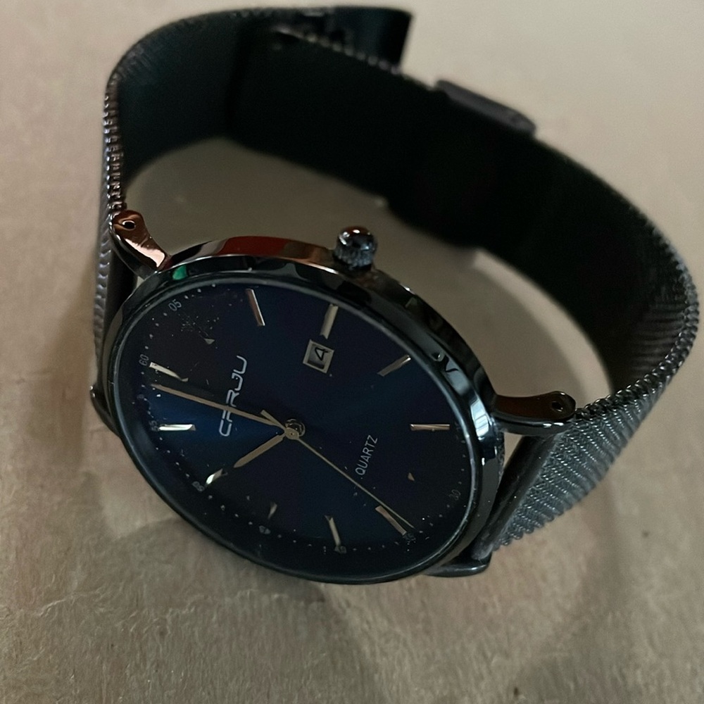 SALE! CRRJU Black and Blue Men's Watch -Almost NEW
